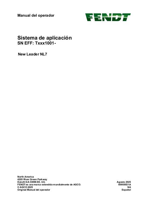 AGCO New Leader NL7 Operator Manual 609550D1A Spanish