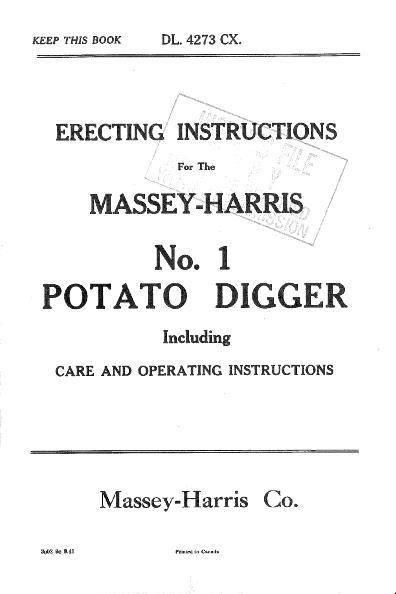 AGCO No. 1 Potato Digger (Massy-Harris) Operator Manual DL4273CX English