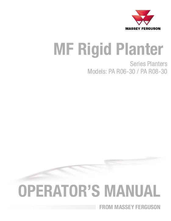 AGCO PA R06-30 R08-30 Planter Operator Manual ACX3481170 English