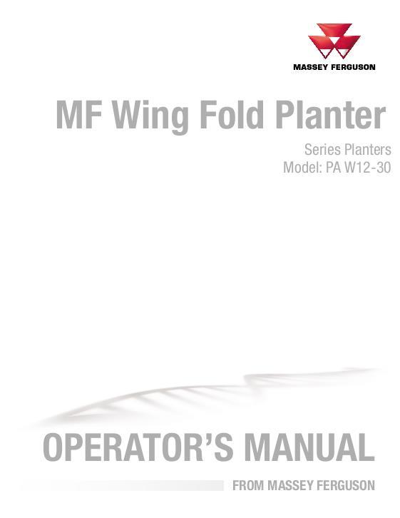 AGCO PA W12-30 Planter Operator Manual ACX3541660 English