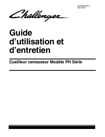 AGCO PH Series Pickup Header (2005) Operator Manual 79024038A French