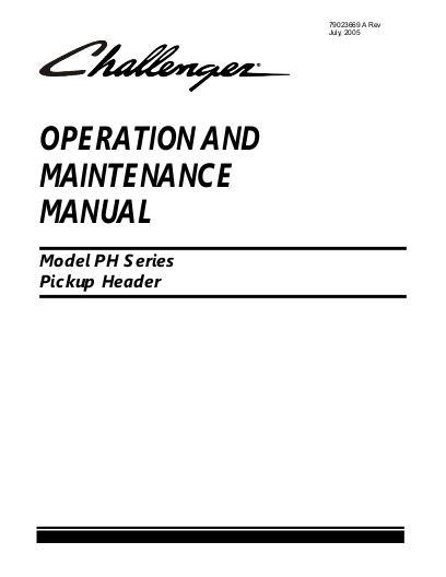 AGCO PH13 PH15 Pickup Header (eff sn SP41501) Operator Manual 79023669A English