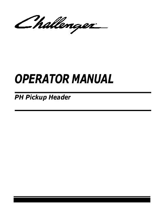 AGCO PH13 PH15 Pickup Header (eff sn ST41200) Operator Manual 700732151B English