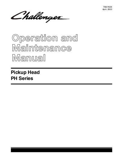 AGCO PH13 Pickup Header (sn SM41101 - SP41126) Operator Manual 79021626 English
