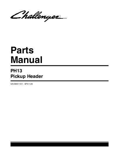 AGCO PH13 Pickup Header (sn SM41101 - SP41126) Parts Book 79021529C English