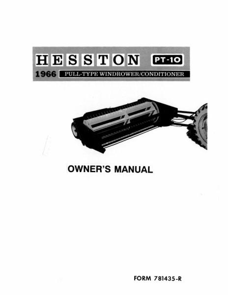 AGCO PT10 Mower Conditioner (pull-type, 1966) Operator Manual 781435 English