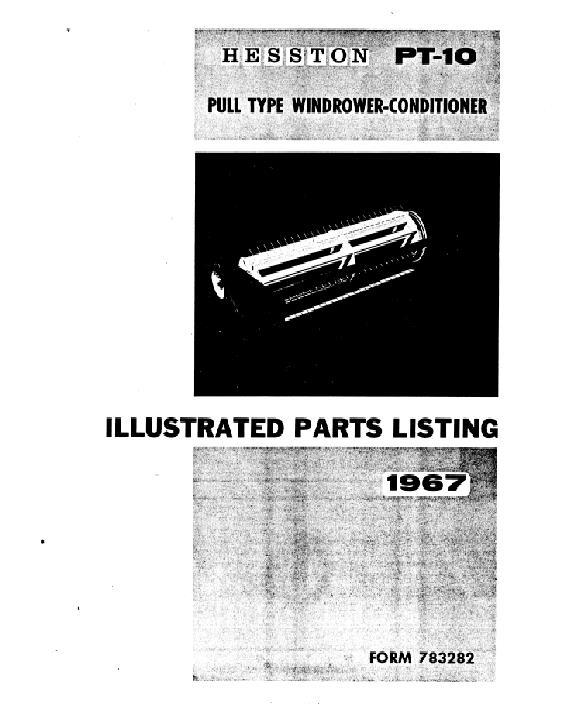AGCO PT10 Mower Conditioner (pull-type, 1967-68) Parts Book 783282 English