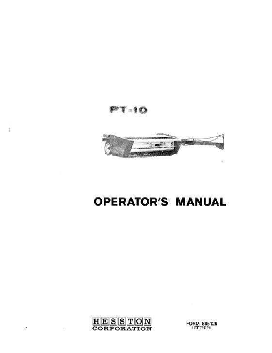 AGCO PT10 Mower Conditioner (pull-type, u-joint drive, 1971) Operator Manual 885129 English