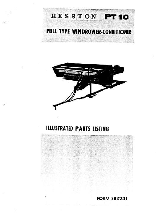 AGCO PT10 Mower Conditioner (pull-type, u-joint drive, 1971) Parts Book 883231 English
