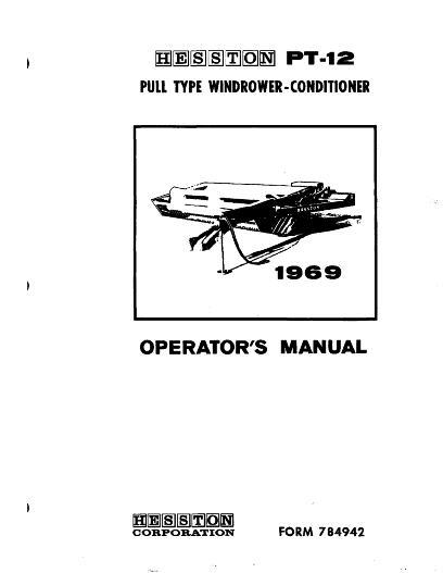 AGCO PT12 Mower Conditioner (pull-type, 1968-69 ) Operator Manual 784942 English