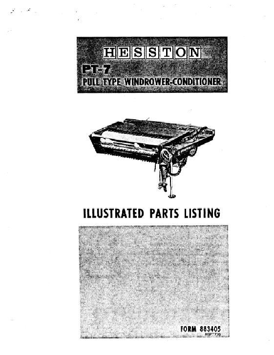 AGCO PT7 Mower Conditioner (pull-type) Parts Book 883405 Multiple