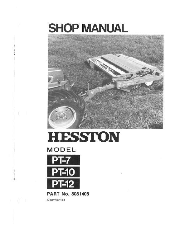 AGCO PT7 PT10 PT12 Mower Conditioner (pull-type) Service Manual 8081408 English