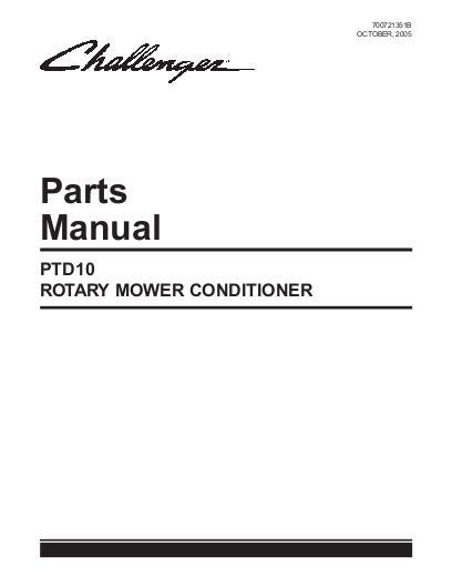 AGCO PTD10 Rotary Mower Conditioner Parts Book 700721351B English
