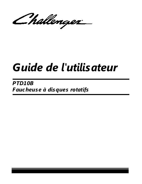 AGCO PTD10B Disc Mower (rotary) Operator Manual 700734823A French
