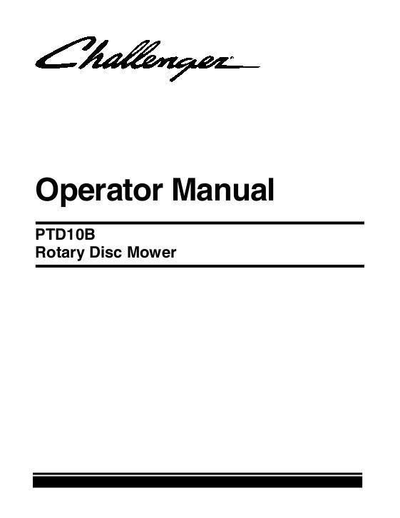 AGCO PTD10B Rotary Mower Conditioner Operator Manual 700734821A English
