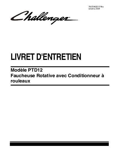 AGCO PTD12 Mower Conditioner (rotary) Operator Manual 700724022E French