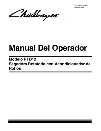 AGCO PTD12 Mowr Conditioner (w roll conditioner) Operator Manual 700724023E Spanish