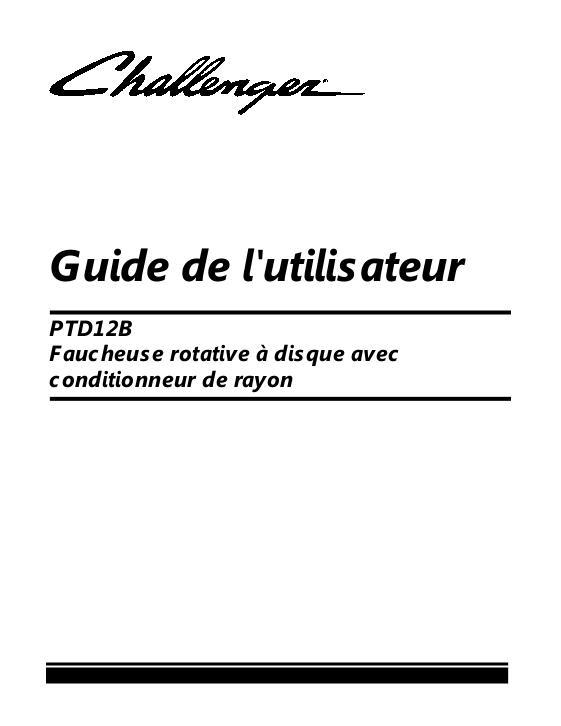 AGCO PTD12B Rotary Disc Mower with Spoke Conditioner Operator Manual 700729213B French