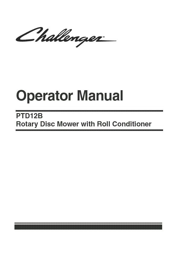 AGCO PTD12B Rotary Mower Conditioner (with roll conditioner) Operator Manual 700728200C English