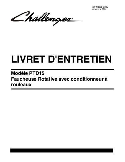 AGCO PTD15 Mower Conditioner Operator Manual 700724030D French