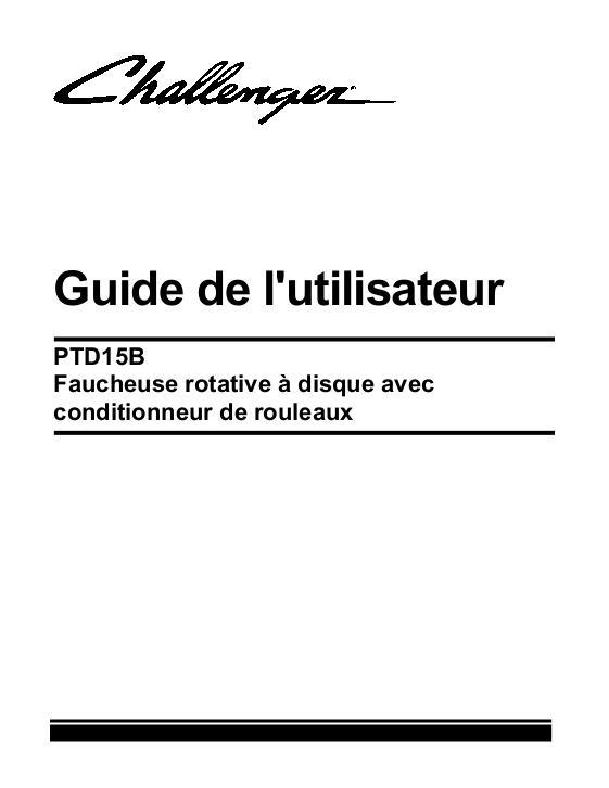 AGCO PTD15B Disk Mower (rotary) Operator Manual 700729545D French