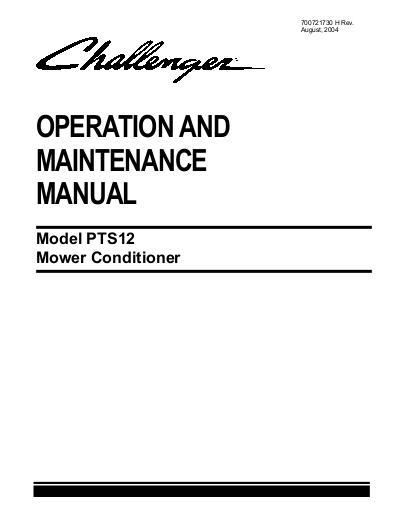 AGCO PTS12 Mower Conditioner (center pivot) Operator Manual 700721730H English