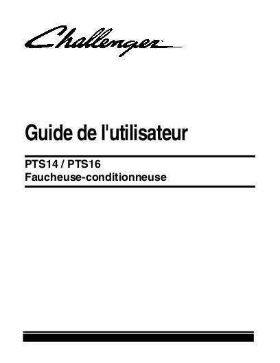 AGCO PTS14 PTS16 Mower Conditioner Operator Manual 700727013F French