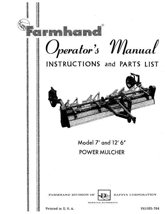 AGCO Power Mulcher (1964) Operator Manual FS1055764 English