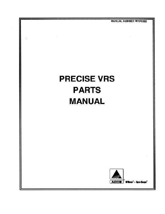 AGCO Precise VRS (truck spreader, 1996) Parts Book WRP0382 English