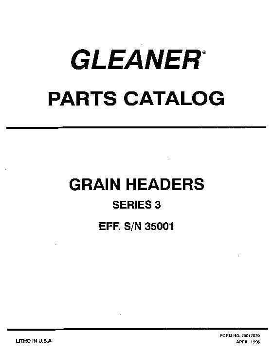 AGCO R Grain Header (series 3, eff sn 35001) Parts Book 79017070 English