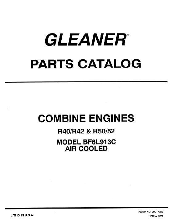 AGCO R40 R42 R50 R52 Combine (BF6L913C air cooled engine) Parts Book 79017052 English