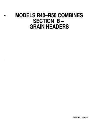 AGCO R40 R50 Combine (grain header) (section) Service Manual 79004678 English