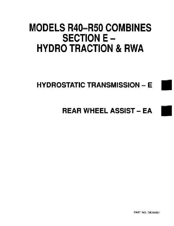AGCO R40 R50 Combine (hydro traction drive, RWA) (section) Service Manual 79004681 English