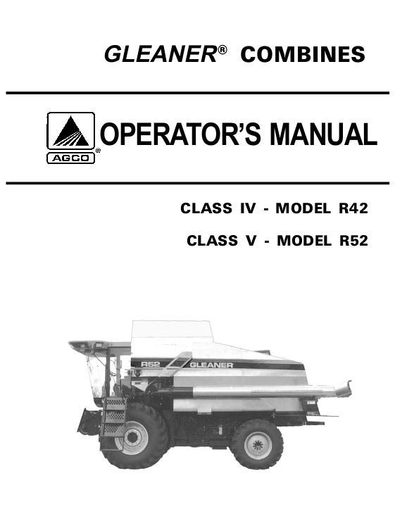 AGCO R42 R52 Combine (eff sn HKxx001, 2001) Operator Manual 71391602 English