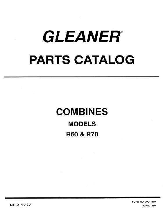 AGCO R60 (eff sn 12701-17500) R70 (eff sn 8701-13500) Combine Parts Book 79017110 English