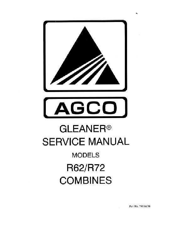 AGCO R62 R72 Combine (packet) Service Manual 79016170 English