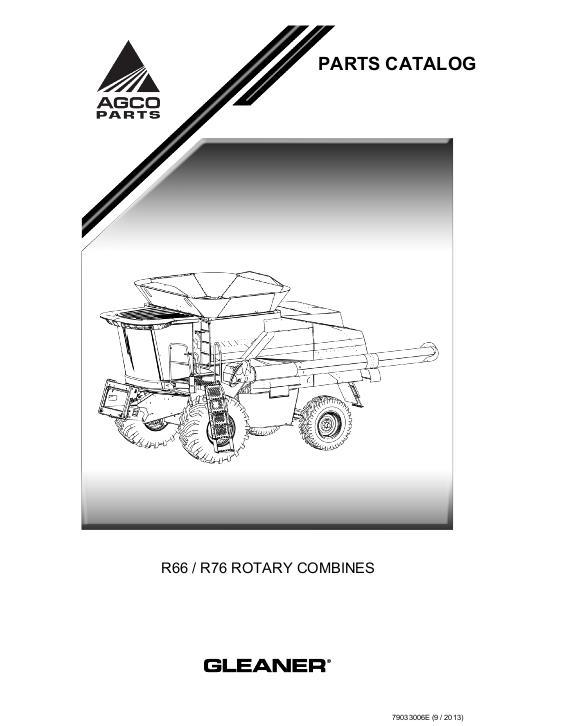 AGCO R66 R76 Combine Parts Book 79033006E English