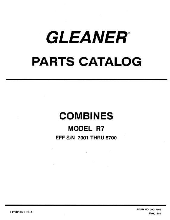 AGCO R7 Combine Parts Book 79017106 English
