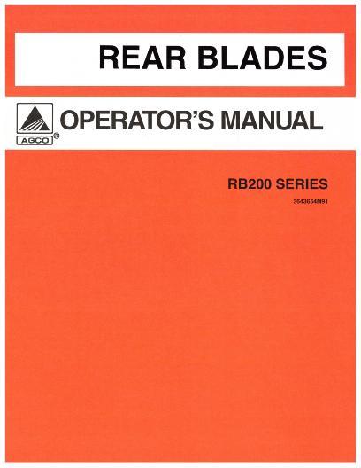 AGCO RB284 Rear Blade Operator Manual 3643654M91 English