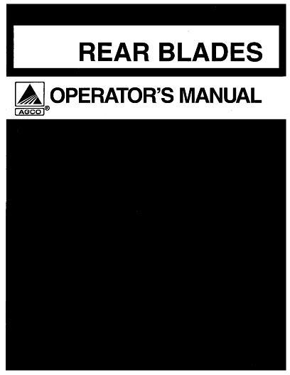AGCO RB372 RB384 RB396 Rear Blade Operator Manual 3643655M91 English