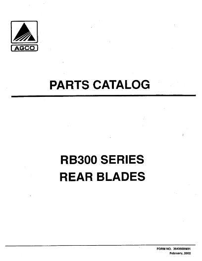 AGCO RB372 RB384 RB396 Rear Blade Parts Book 3643668M91 English