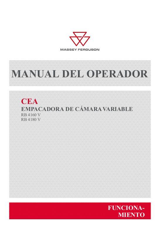 AGCO RB4160V CEA RB4180V CEA Variable Chamber Round Baler Operator Manual 72675719 Spanish