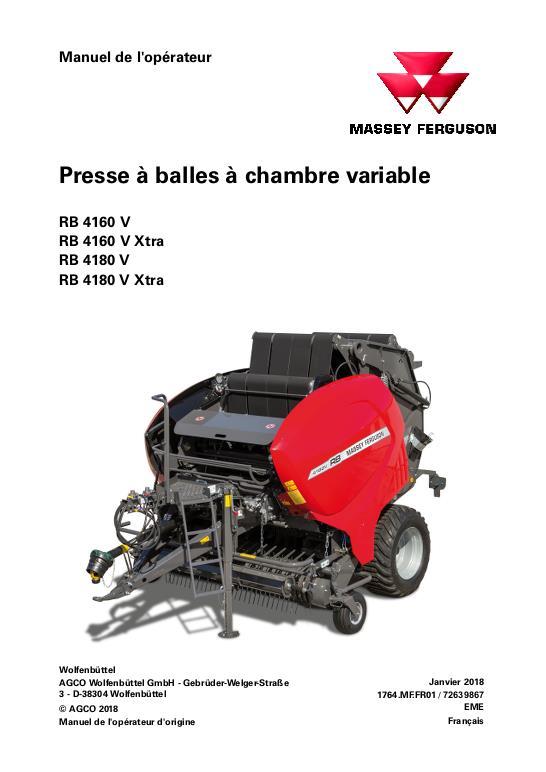 AGCO RB4160V RB4160V Xtra RB4180V RB4180V Xtra Round Baler Operator Manual 72639867 French