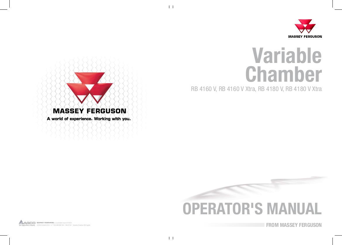 AGCO RB4160V RB4160V Xtra RB4180V RB4180V Xtra Round Baler Operator Manual 72653748 English