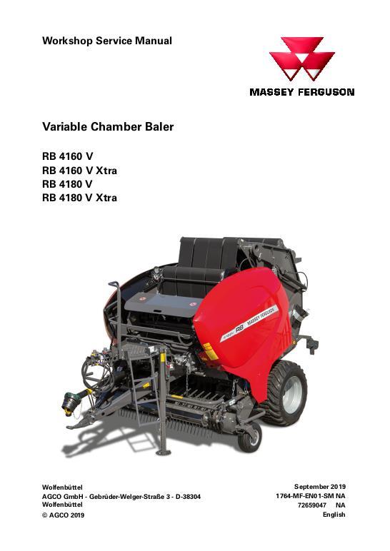 AGCO RB4160V RB4160V Xtra RB4180V RB4180V Xtra Round Baler Service Manual 72659047 English