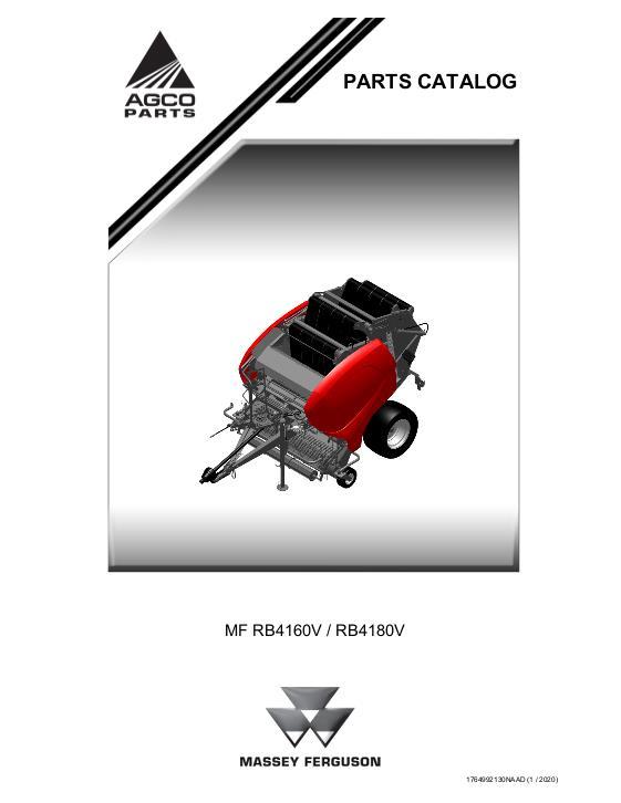 AGCO RB4160V RB4180V Round Baler Parts Book 1764992130NAAD English