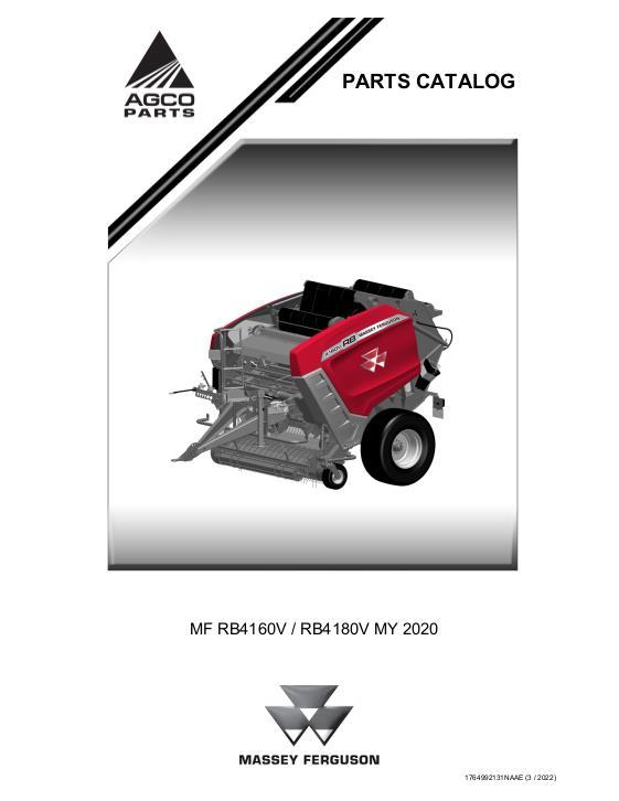 AGCO RB4160V RB4180V Round Baler (effective May 2020) Parts Book 1764992131NAAE English