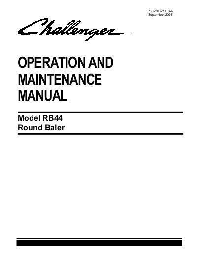 AGCO RB44 Round Baler Operator Manual 700720627D English