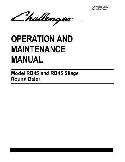 AGCO RB45 Round Baler Operator Manual 700721180D English