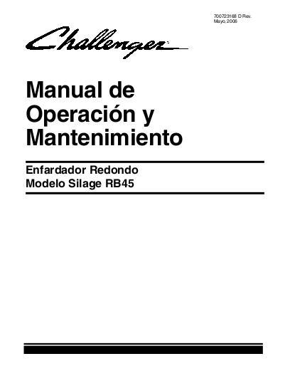AGCO RB45 Round Baler Operator Manual 700723168D Spanish